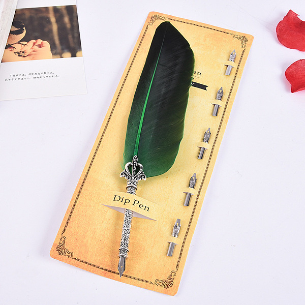 PandaHall Turkey Feather Dipped Pen, with Alloy Pen Tip & Replacement Tips, for Teacher's Day, Dark Green, 285mm Feather Feather
PandaHall Turkey Feather Dipped Pen, with Alloy Pen Tip & Replacement Tips, for Teacher's Day, Dark Green, 285mm Feather Feather