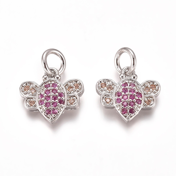 PandaHall Brass Micro Pave Cubic Zirconia Charms, with Jump Rings, Bees, Magenta & PeachPuff, Platinum, 10x11x2mm, Hole: 3mm Brass+Cubic..., Pink
PandaHall Brass Micro Pave Cubic Zirconia Charms, with Jump Rings, Bees, Magenta & PeachPuff, Platinum, 10x11x2mm, Hole: 3mm Brass+Cubic..., Pink