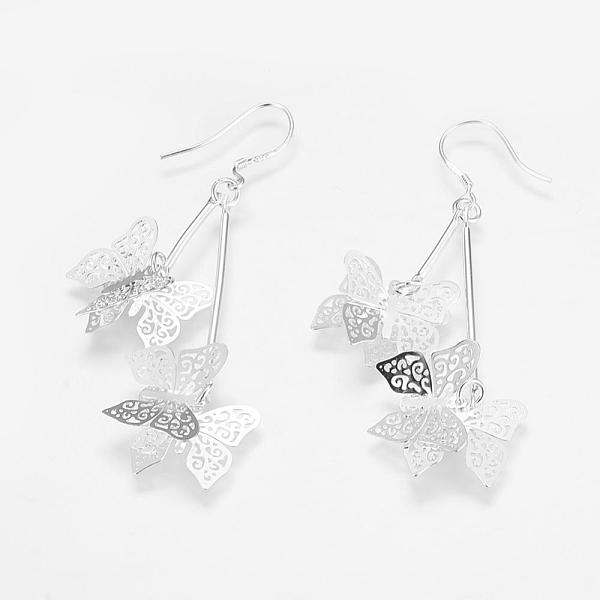 PandaHall Brass Dangle Earrings, Hollow Butterfly, Silver Color Plated, 63mm, 48x15.5x1mm, Pin: 0.5mm Brass Silver
PandaHall Brass Dangle Earrings, Hollow Butterfly, Silver Color Plated, 63mm, 48x15.5x1mm, Pin: 0.5mm Brass Silver