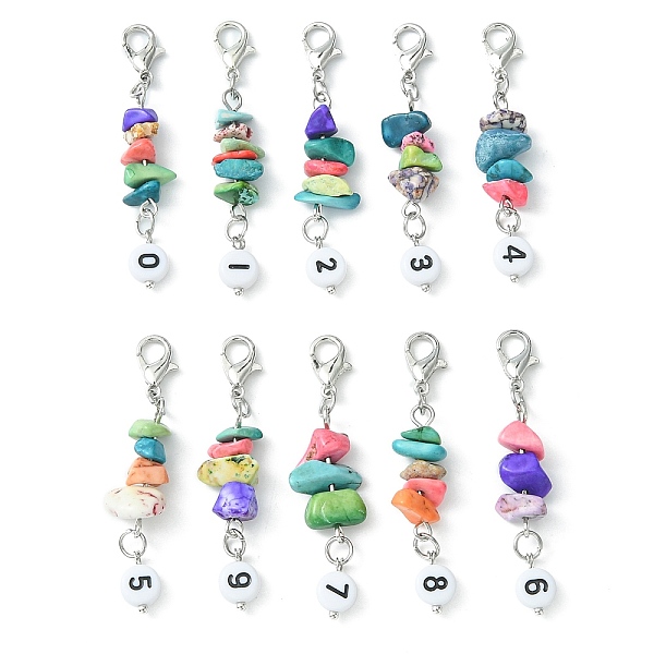 PandaHall Synthetic Turquoise Chips Pendant Decoration, with Flat Round and Black Number Acrylic Beads, Zinc Alloy Lobster Claw Clasps..., Multicolor
PandaHall Synthetic Turquoise Chips Pendant Decoration, with Flat Round and Black Number Acrylic Beads, Zinc Alloy Lobster Claw Clasps..., Multicolor