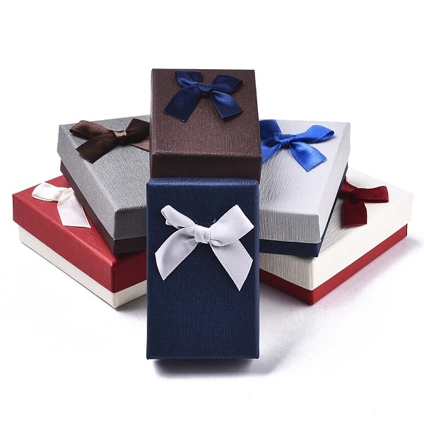 PandaHall Cardboard Jewelry Boxes, for Necklaces, Ring, Earring, with Bowknot Ribbon Outside and Black Sponge Inside, Rectangle, Mixed Color..., Multicolor
PandaHall Cardboard Jewelry Boxes, for Necklaces, Ring, Earring, with Bowknot Ribbon Outside and Black Sponge Inside, Rectangle, Mixed Color..., Multicolor