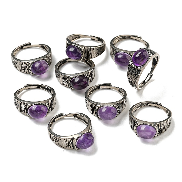 PandaHall Oval Natural Amethyst Adjustable Rings, Antique Silver Tone Brass Finger Rings for Women, 8mm, Inner Diameter: 18mm Amethyst Oval
PandaHall Oval Natural Amethyst Adjustable Rings, Antique Silver Tone Brass Finger Rings for Women, 8mm, Inner Diameter: 18mm Amethyst Oval
