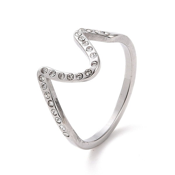 PandaHall Crystal Rhinestone Wave Finger Ring, Ion Plating(IP) 304 Stainless Steel Jewelry for Women, Stainless Steel Color, US Size 7..., Clear
PandaHall Crystal Rhinestone Wave Finger Ring, Ion Plating(IP) 304 Stainless Steel Jewelry for Women, Stainless Steel Color, US Size 7..., Clear