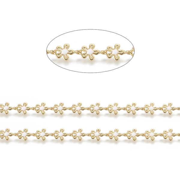 PandaHall 3.28 Feet Brass Handmade Link Chains, with Enamel, Long-Lasting Plated, Unwelded, Flower,Real 18K Gold Plated, White, Link...
PandaHall 3.28 Feet Brass Handmade Link Chains, with Enamel, Long-Lasting Plated, Unwelded, Flower,Real 18K Gold Plated, White, Link...