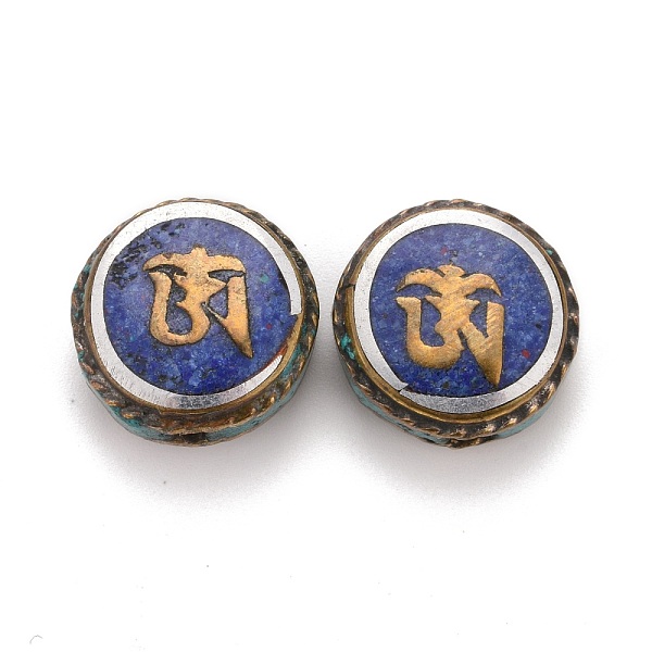 PandaHall Handmade Tibetan Style Brass Beads, with Synthetic Turquoise, Flat Round, Blue, 15.5x8mm, Hole: 1.8mm Brass Flat Round Blue
PandaHall Handmade Tibetan Style Brass Beads, with Synthetic Turquoise, Flat Round, Blue, 15.5x8mm, Hole: 1.8mm Brass Flat Round Blue