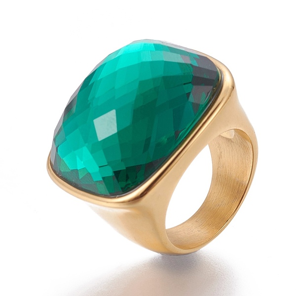 PandaHall Ion Plating(IP) 304 Stainless Steel Finger Rings, with Faceted Glass, Green, Size 6~9, 16~19mm Stainless Steel+Glass Green
PandaHall Ion Plating(IP) 304 Stainless Steel Finger Rings, with Faceted Glass, Green, Size 6~9, 16~19mm Stainless Steel+Glass Green