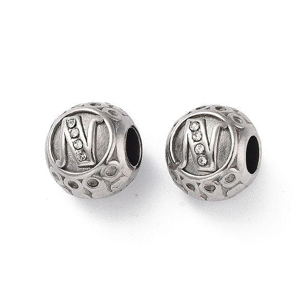 PandaHall 304 Stainless Steel Rhinestone European Beads, Round Large Hole Beads, Real 18K Gold Plated, Round with Letter, Letter N, 11x10mm..., Clear
PandaHall 304 Stainless Steel Rhinestone European Beads, Round Large Hole Beads, Real 18K Gold Plated, Round with Letter, Letter N, 11x10mm..., Clear