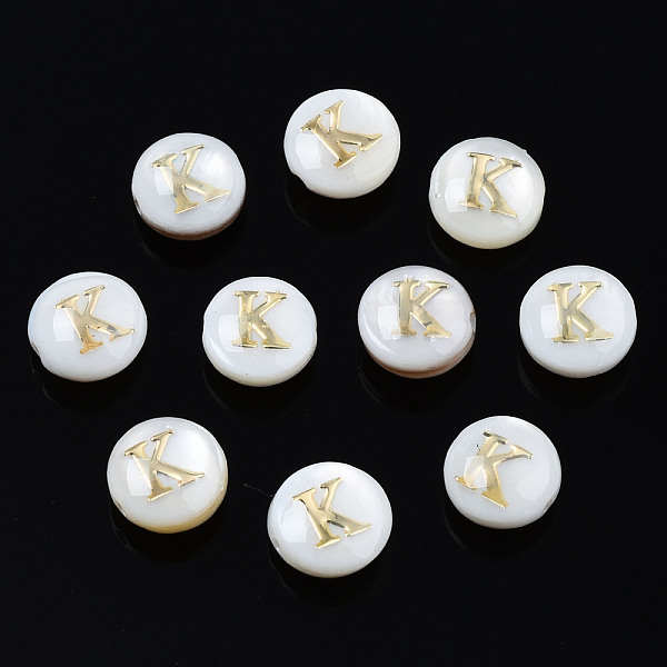 PandaHall Natural Freshwater Shell Beads, with Golden Plated Brass Etched Metal Embellishments, Flat Round with Letter, Seashell Color...
PandaHall Natural Freshwater Shell Beads, with Golden Plated Brass Etched Metal Embellishments, Flat Round with Letter, Seashell Color...
