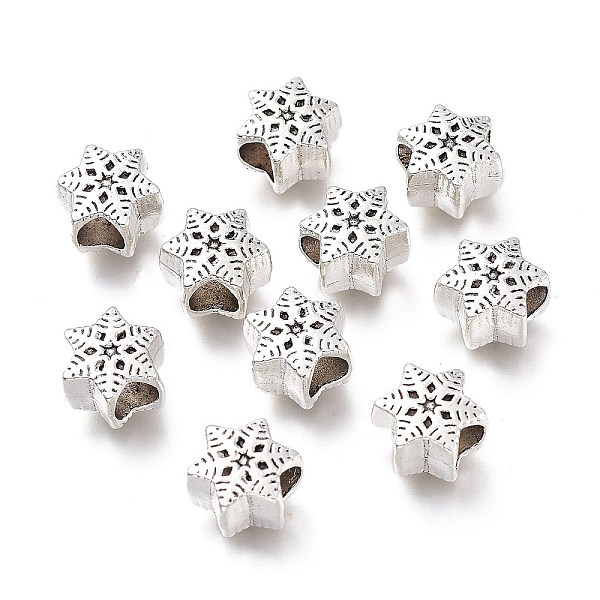 PandaHall Alloy European Beads, Large Hole Beads, Snowflake Shape, Antique Silver, 10x9x6.5mm, Hole: 4mm Alloy Snowflake
PandaHall Alloy European Beads, Large Hole Beads, Snowflake Shape, Antique Silver, 10x9x6.5mm, Hole: 4mm Alloy Snowflake