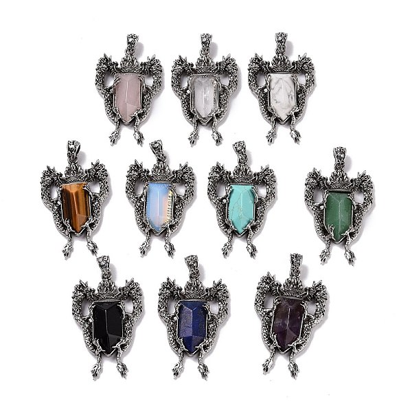 PandaHall Natural & Synthetic Mixed Gemstone Faceted Big Pendants, Dragon Charms, with Antique Silver Plated Alloy Findings, 52x33x8mm, Hole...
PandaHall Natural & Synthetic Mixed Gemstone Faceted Big Pendants, Dragon Charms, with Antique Silver Plated Alloy Findings, 52x33x8mm, Hole...