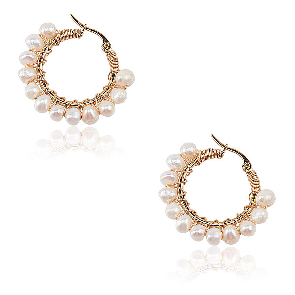 PandaHall Unicraftale 304 Stainless Steel Hoop Earrings, with Natural Pearls, Ring, Golden, 34.5x36x7mm, Pin: 0.7x1mm, 2pairs/box Pearl Ring..., White
PandaHall Unicraftale 304 Stainless Steel Hoop Earrings, with Natural Pearls, Ring, Golden, 34.5x36x7mm, Pin: 0.7x1mm, 2pairs/box Pearl Ring..., White