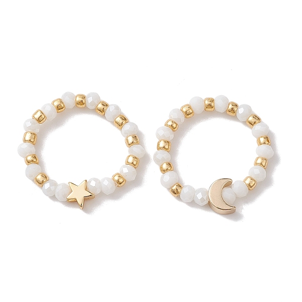 PandaHall Glass Stretch Rings with Golden Plated Star & Moon Brass Beads, White, 3.5mm, Inner Diameter: US Size 8 1/2(18.5mm) Glass White
PandaHall Glass Stretch Rings with Golden Plated Star & Moon Brass Beads, White, 3.5mm, Inner Diameter: US Size 8 1/2(18.5mm) Glass White