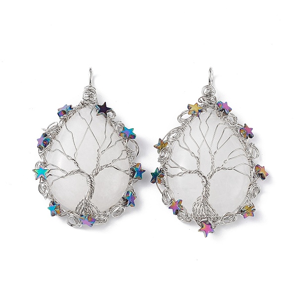 PandaHall Natural Quartz Crystal Big Pendants, Teardrop Charms, with Rack Plating Platinum Plated Copper Wire Tree and Non-magnetic Hematite...
PandaHall Natural Quartz Crystal Big Pendants, Teardrop Charms, with Rack Plating Platinum Plated Copper Wire Tree and Non-magnetic Hematite...