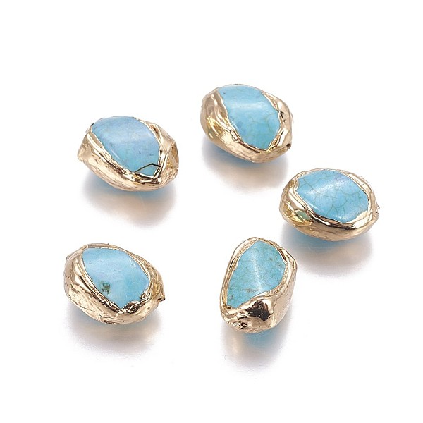 PandaHall Synthetic Turquoise Beads, Edge Golden Plated, Nuggets, 16x10.5~11x8~9mm, Hole: 0.7~0.8mm Synthetic Turquoise Nuggets
PandaHall Synthetic Turquoise Beads, Edge Golden Plated, Nuggets, 16x10.5~11x8~9mm, Hole: 0.7~0.8mm Synthetic Turquoise Nuggets