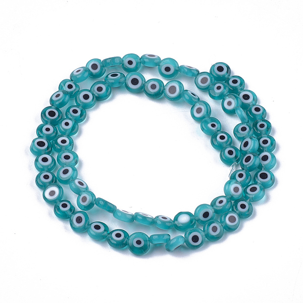 PandaHall Handmade Evil Eye Lampwork Beads Strands, Flat Round, Cadet Blue, 6x2.5mm, Hole: 1mm, about 64~65pcs/strand, 14.1 inch~14.5 inch...
PandaHall Handmade Evil Eye Lampwork Beads Strands, Flat Round, Cadet Blue, 6x2.5mm, Hole: 1mm, about 64~65pcs/strand, 14.1 inch~14.5 inch...