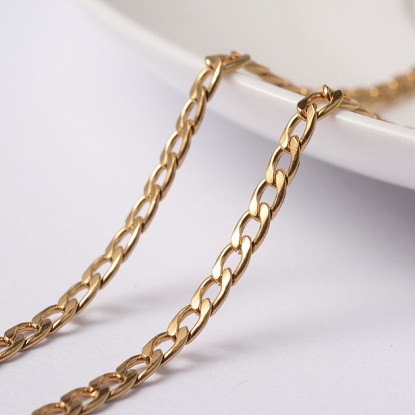 PandaHall 3.28 Feet 304 Stainless Steel Curb Chains, Unwelded, Faceted, Golden, 5x3x0.8mm 304 Stainless Steel
PandaHall 3.28 Feet 304 Stainless Steel Curb Chains, Unwelded, Faceted, Golden, 5x3x0.8mm 304 Stainless Steel