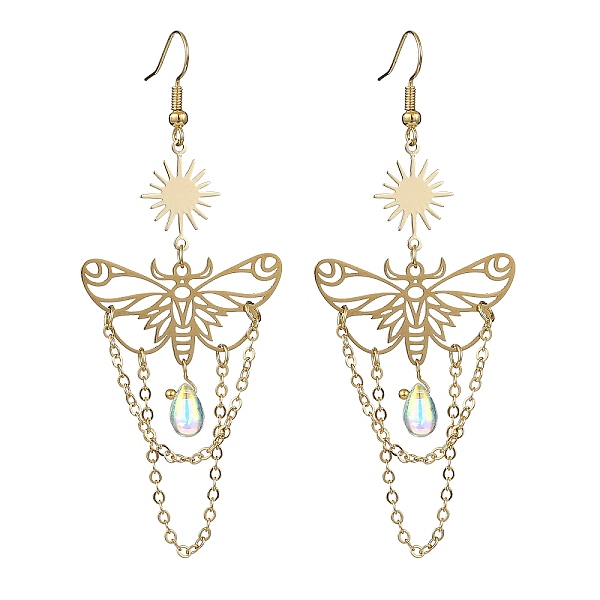 PandaHall 201 Stainless Steel Butterfly Dangle Earrings, with Glass Teardrop Charm, Brass Jewelry for Women, Sun, Golden, 80x32mm 201...
PandaHall 201 Stainless Steel Butterfly Dangle Earrings, with Glass Teardrop Charm, Brass Jewelry for Women, Sun, Golden, 80x32mm 201...