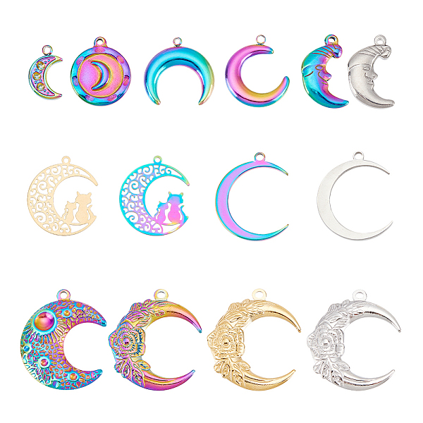 PandaHall 28pcs 14 style Stainless Steel Pendant, Moon, Mixed Color, 12~30x8.5~26.5x0.3~3.5mm, Hole: 1.2~2mm, 2pcs/style Stainless Steel...
PandaHall 28pcs 14 style Stainless Steel Pendant, Moon, Mixed Color, 12~30x8.5~26.5x0.3~3.5mm, Hole: 1.2~2mm, 2pcs/style Stainless Steel...