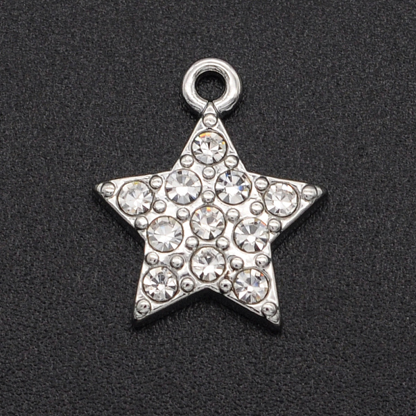 PandaHall Alloy Rhinestone Charms, Five Pointed Star, Platinum, Crystal, 14x12x2mm, Hole: 1.4mm Alloy+Rhinestone Star Clear
PandaHall Alloy Rhinestone Charms, Five Pointed Star, Platinum, Crystal, 14x12x2mm, Hole: 1.4mm Alloy+Rhinestone Star Clear