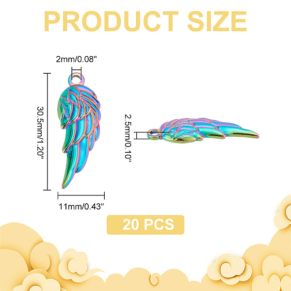 PandaHall PH 20pcs Angel Wings Pendant Charms, Rainbow Color Wing Charms 304 Stainless Steel Wing Pendants Gradient Feather Pendants for...
PandaHall PH 20pcs Angel Wings Pendant Charms, Rainbow Color Wing Charms 304 Stainless Steel Wing Pendants Gradient Feather Pendants for...