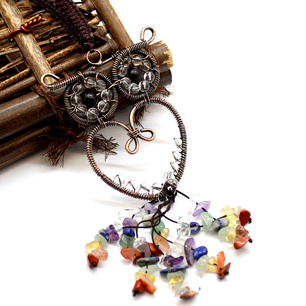 PandaHall Quartz Crystal Owl Pendant Decorations, Colorful Gemstone Chip Beaded Tassel Hanging Ornament, with Metal Frame, 18cm Quartz...
PandaHall Quartz Crystal Owl Pendant Decorations, Colorful Gemstone Chip Beaded Tassel Hanging Ornament, with Metal Frame, 18cm Quartz...