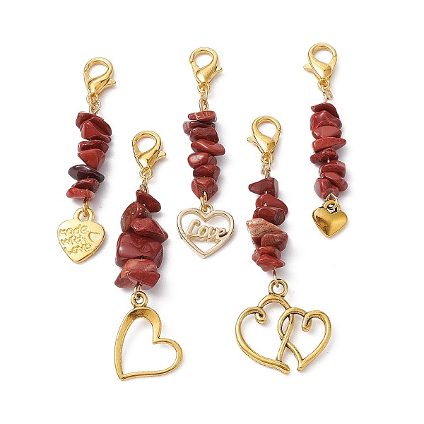 PandaHall Valentine's Day Natural Red Jasper Chip Pendant Decorations, with Heart Alloy Pendant and Lobster Claw Clasps, 46~57.5mm Red...
PandaHall Valentine's Day Natural Red Jasper Chip Pendant Decorations, with Heart Alloy Pendant and Lobster Claw Clasps, 46~57.5mm Red...