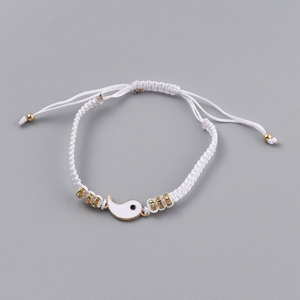 PandaHall Adjustable Nylon Cord Braided Bead Bracelets, with Alloy Enamel Gossip/Yin Yang Links and Alloy Rhinestone Spacer Beads, White...
PandaHall Adjustable Nylon Cord Braided Bead Bracelets, with Alloy Enamel Gossip/Yin Yang Links and Alloy Rhinestone Spacer Beads, White...