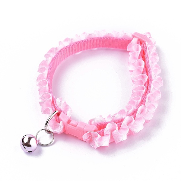 PandaHall Adjustable Polyester Lace Dog/Cat Collar, Pet Supplies, with Iron Bell and Polypropylene(PP) Buckle, Pink, 21~35x0.9cm, Fit For...
PandaHall Adjustable Polyester Lace Dog/Cat Collar, Pet Supplies, with Iron Bell and Polypropylene(PP) Buckle, Pink, 21~35x0.9cm, Fit For...