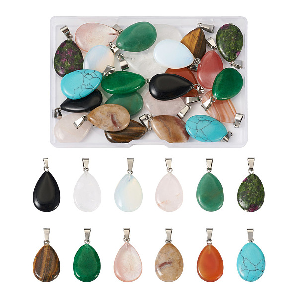 PandaHall Fashewelry 24pcs 12 Styles Natural & Synthetic Gemstone Pendants, with Platinum Tone Brass Findings, Teardrop, 25~29x16~17x5~6mm...
PandaHall Fashewelry 24pcs 12 Styles Natural & Synthetic Gemstone Pendants, with Platinum Tone Brass Findings, Teardrop, 25~29x16~17x5~6mm...