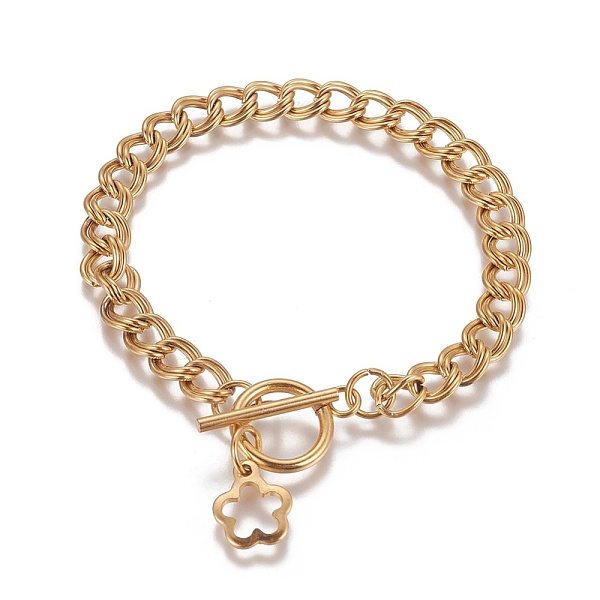 PandaHall Ion Plating(IP) 304 Stainless Steel Curb Chain Bracelets, with Toggle Clasp, Golden, 7-5/8 inch(19.3cm), links: 8x7x1mm 304...
PandaHall Ion Plating(IP) 304 Stainless Steel Curb Chain Bracelets, with Toggle Clasp, Golden, 7-5/8 inch(19.3cm), links: 8x7x1mm 304...