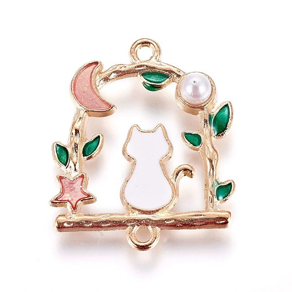 PandaHall Zinc Alloy Kitten Links connectors, with Enamel and Acrylic Pearl, Cat & Moon & Star, Light Gold, Salmon, 27.5x23x5mm, Hole: 1.5mm..., Red
PandaHall Zinc Alloy Kitten Links connectors, with Enamel and Acrylic Pearl, Cat & Moon & Star, Light Gold, Salmon, 27.5x23x5mm, Hole: 1.5mm..., Red
