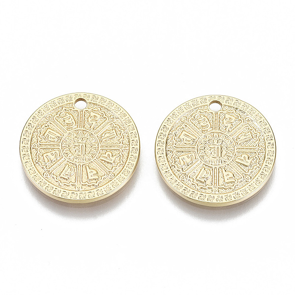PandaHall Brass Pendants, Nickel Free, Buddhist, Flat Round, Real 18K Gold Plated, 17x1mm, Hole: 1.6mm Brass Flat Round
PandaHall Brass Pendants, Nickel Free, Buddhist, Flat Round, Real 18K Gold Plated, 17x1mm, Hole: 1.6mm Brass Flat Round