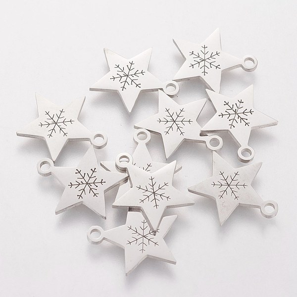 PandaHall 201 Stainless Steel Charms, Star with Snowflake Pattern, Stainless Steel Color, 15x14x1.1mm 201 Stainless Steel Star
PandaHall 201 Stainless Steel Charms, Star with Snowflake Pattern, Stainless Steel Color, 15x14x1.1mm 201 Stainless Steel Star