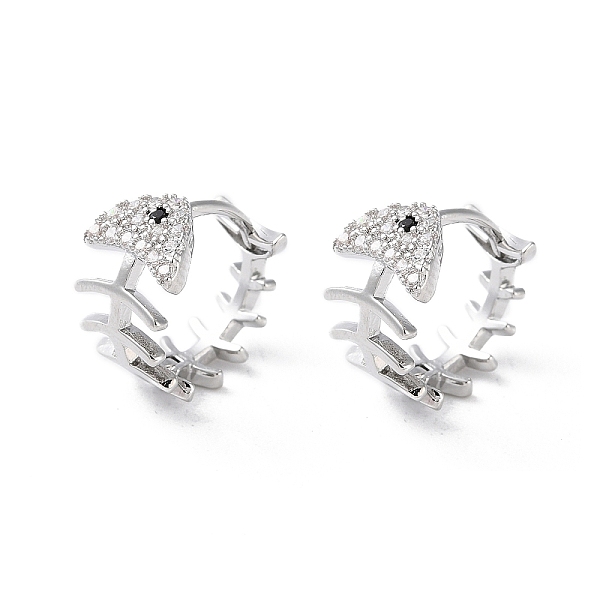 PandaHall Brass Micro Pave Cubic Zirconia Hoop Earrings, Fish Bone, Real Platinum Plated, 11x6mm Cubic Zirconia Fish Clear
PandaHall Brass Micro Pave Cubic Zirconia Hoop Earrings, Fish Bone, Real Platinum Plated, 11x6mm Cubic Zirconia Fish Clear
