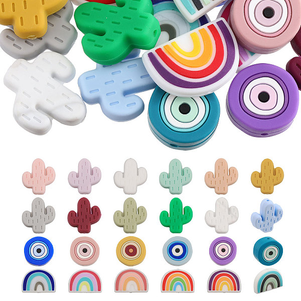 PandaHall CHGCRAFT 24Pcs 24 Styles Silicone Tooth Gel Beads, Teethers, Baby Toy & Rainbow Shaped & Cactus, Mixed Color, 18~25x10~25x8~10mm..., Multicolor
PandaHall CHGCRAFT 24Pcs 24 Styles Silicone Tooth Gel Beads, Teethers, Baby Toy & Rainbow Shaped & Cactus, Mixed Color, 18~25x10~25x8~10mm..., Multicolor