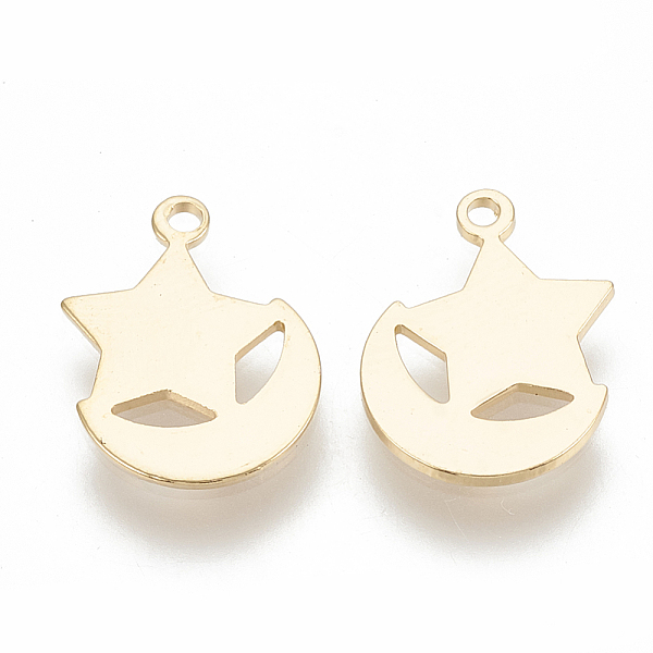 PandaHall Brass Charms, Moon & Star, Real 18K Gold Plated, 12x10x1mm, Hole: 1mm Brass Moon
PandaHall Brass Charms, Moon & Star, Real 18K Gold Plated, 12x10x1mm, Hole: 1mm Brass Moon