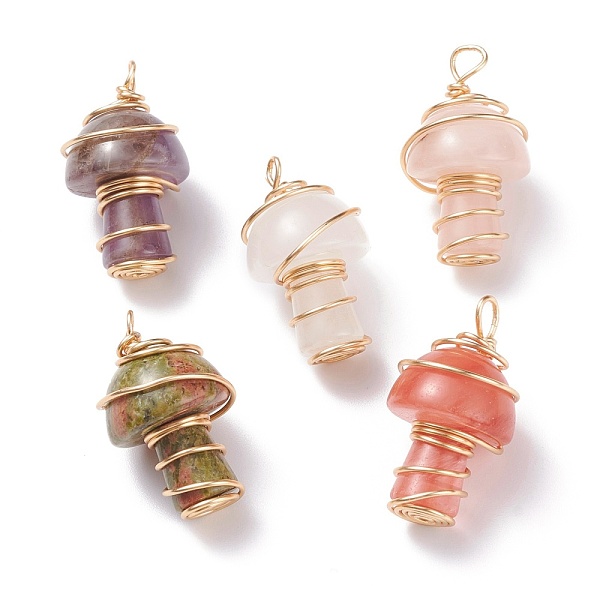 PandaHall Natural & Synthetic Gemstone GuaSha Stone Pendants, with Eco-Friendly Copper Wire Wrapped, Mushroom, Light Gold, 28x17mm, Hole..., Multicolor
PandaHall Natural & Synthetic Gemstone GuaSha Stone Pendants, with Eco-Friendly Copper Wire Wrapped, Mushroom, Light Gold, 28x17mm, Hole..., Multicolor