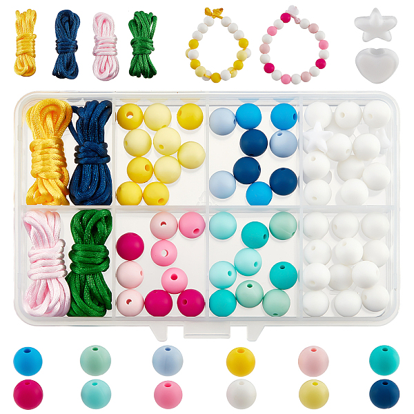 PandaHall Bead Braided Bracelet Making Kit 72pcs Silicon Beads 12 Colors Round Beads 8~10mm Spacer Beads with 6pcs Star Heart Cord Lock 4.4..., Multicolor
PandaHall Bead Braided Bracelet Making Kit 72pcs Silicon Beads 12 Colors Round Beads 8~10mm Spacer Beads with 6pcs Star Heart Cord Lock 4.4..., Multicolor