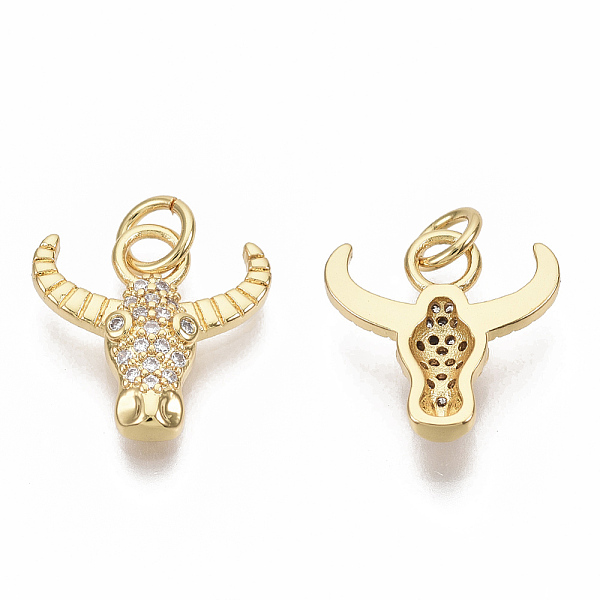 PandaHall Brass Micro Pave Cubic Zirconia Charms, Cow Head, Real 18K Gold Plated, Clear, 14x14x3mm, Jump Ring: 5x1mm, 3mm inner diameter...
PandaHall Brass Micro Pave Cubic Zirconia Charms, Cow Head, Real 18K Gold Plated, Clear, 14x14x3mm, Jump Ring: 5x1mm, 3mm inner diameter...