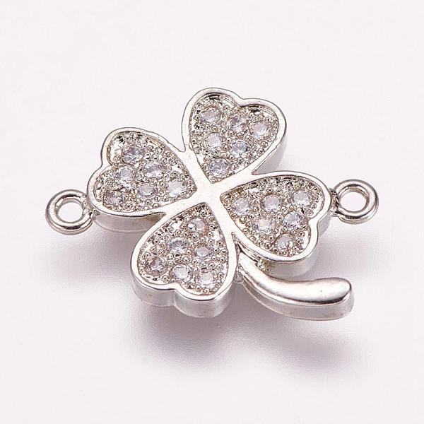 PandaHall Brass Micro Pave Cubic Zirconia Links, Clover, Platinum, 14.5x16.5x2mm, Hole: 1mm Brass+Cubic Zirconia Clover
PandaHall Brass Micro Pave Cubic Zirconia Links, Clover, Platinum, 14.5x16.5x2mm, Hole: 1mm Brass+Cubic Zirconia Clover