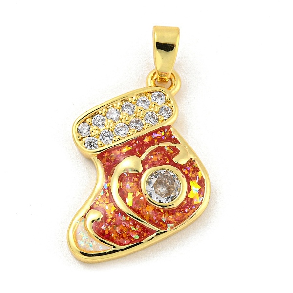 PandaHall Christmas Brass Micro Pave Cubic Zirconia Pendant, with Synthetic Opal, Christmas Stocking, Crimson, 17x18x3mm, Hole: 5x3mm..., Pink
PandaHall Christmas Brass Micro Pave Cubic Zirconia Pendant, with Synthetic Opal, Christmas Stocking, Crimson, 17x18x3mm, Hole: 5x3mm..., Pink