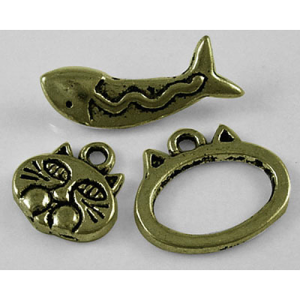 PandaHall Tibetan Style Kitten Theme Alloy Toggle Clasps, Cat & Fish, Antique Bronze Color, Lead Free & Cadmium Free, Oval: 18x15mm, Cat...
PandaHall Tibetan Style Kitten Theme Alloy Toggle Clasps, Cat & Fish, Antique Bronze Color, Lead Free & Cadmium Free, Oval: 18x15mm, Cat...