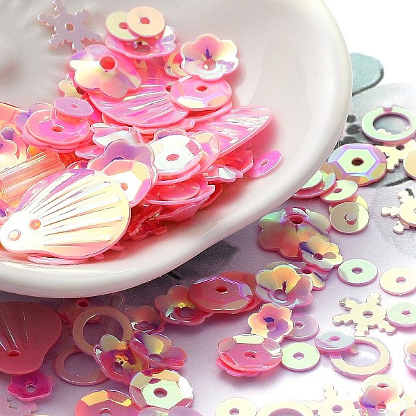 PandaHall Rainbow Iridescent PVC Paillette/Sequins Beads & Links & Pendants, Mixed Shapes, Flower/Snowflake/Oval, Pink, 4~20x4~20x0.3~6mm...
PandaHall Rainbow Iridescent PVC Paillette/Sequins Beads & Links & Pendants, Mixed Shapes, Flower/Snowflake/Oval, Pink, 4~20x4~20x0.3~6mm...