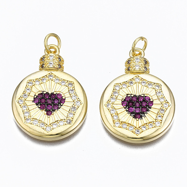 PandaHall Brass Micro Pave Cubic Zirconia Pendants, with Jump Rings, Nickel Free, Flat Round with Heart, Real 16K Gold Plated, Medium Violet...
PandaHall Brass Micro Pave Cubic Zirconia Pendants, with Jump Rings, Nickel Free, Flat Round with Heart, Real 16K Gold Plated, Medium Violet...