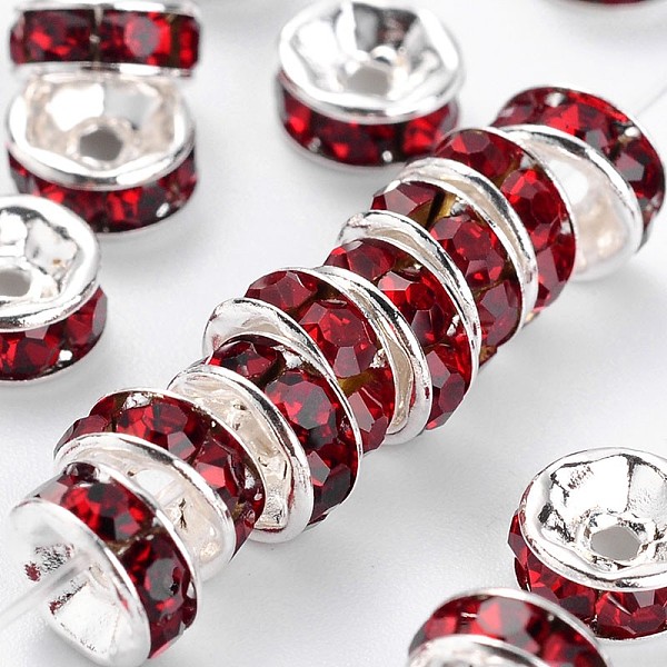 PandaHall Brass Rhinestone Spacer Beads, Grade A, Straight Flange, Silver Color Plated, Rondelle, Siam, 6x3mm, Hole: 1mm Brass+Rhinestone..., Red
PandaHall Brass Rhinestone Spacer Beads, Grade A, Straight Flange, Silver Color Plated, Rondelle, Siam, 6x3mm, Hole: 1mm Brass+Rhinestone..., Red
