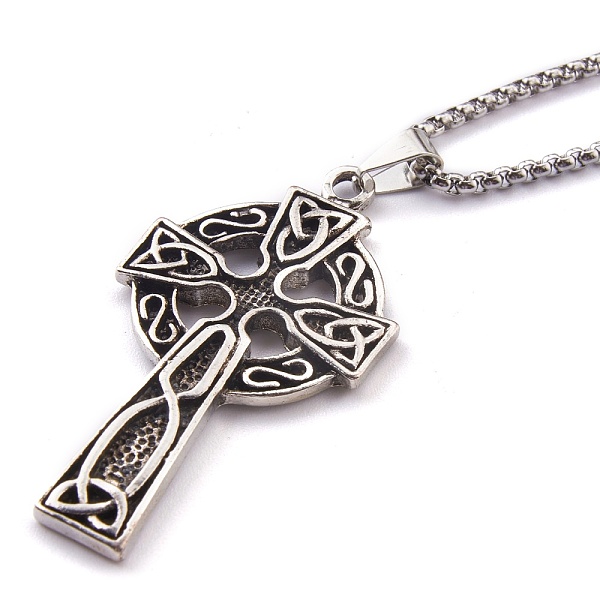PandaHall Titanium Steel Claddagh Cross Pendant Necklaces, with Box Chains, Antique Silver & Platinum, 23.62 inch(60cm) Titanium Steel
PandaHall Titanium Steel Claddagh Cross Pendant Necklaces, with Box Chains, Antique Silver & Platinum, 23.62 inch(60cm) Titanium Steel