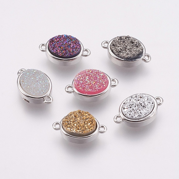 PandaHall Druzy Resin Links connectors, with Brass Findings, Oval, Mixed Color, 9x14x5mm, Hole: 1mm Brass+Resin Oval Multicolor
PandaHall Druzy Resin Links connectors, with Brass Findings, Oval, Mixed Color, 9x14x5mm, Hole: 1mm Brass+Resin Oval Multicolor