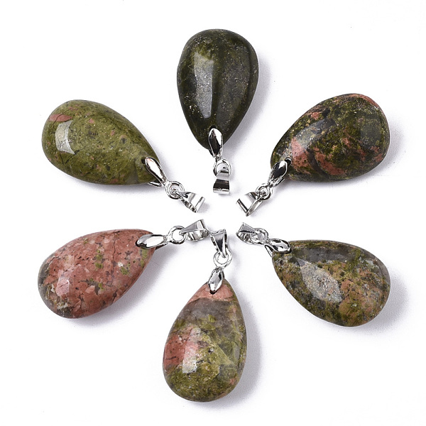 PandaHall Natural Unakite Pendants, with Stainless Steel Pinch Bails, Teardrop, Stainless Steel Color, 24x15x9~10mm, Hole: 5x4mm Unakite...
PandaHall Natural Unakite Pendants, with Stainless Steel Pinch Bails, Teardrop, Stainless Steel Color, 24x15x9~10mm, Hole: 5x4mm Unakite...