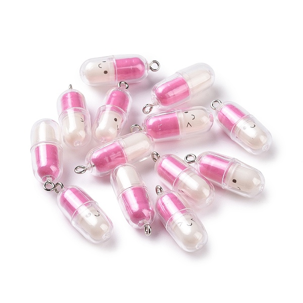 PandaHall Translucent Plastic Pendants, Pill Capsule Charm, with Platinum Tone Iron Loops, Deep Pink, 29x10.5mm, Hole: 2mm Plastic Others
PandaHall Translucent Plastic Pendants, Pill Capsule Charm, with Platinum Tone Iron Loops, Deep Pink, 29x10.5mm, Hole: 2mm Plastic Others