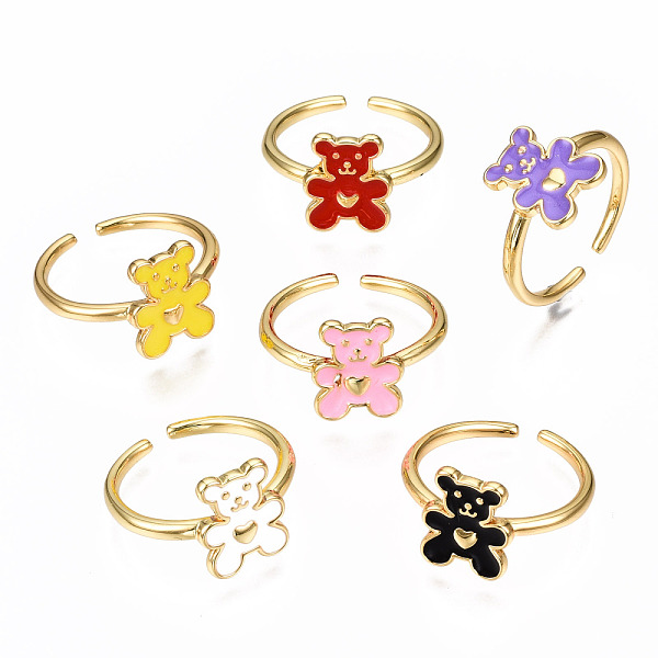 PandaHall Brass Enamel Cuff Rings, Open Rings, Nickel Free, Curb Chain, Bear, Real 16K Gold Plated, Mixed Color, US Size 7 1/4(17.5mm) Brass..., Multicolor
PandaHall Brass Enamel Cuff Rings, Open Rings, Nickel Free, Curb Chain, Bear, Real 16K Gold Plated, Mixed Color, US Size 7 1/4(17.5mm) Brass..., Multicolor